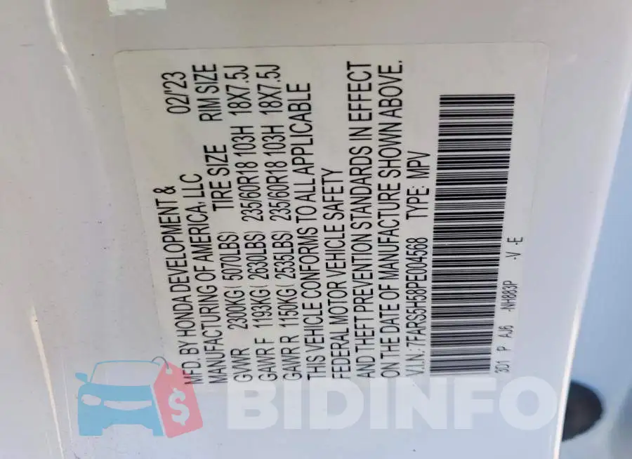 7FARS5H58PE004568 Photo# 13