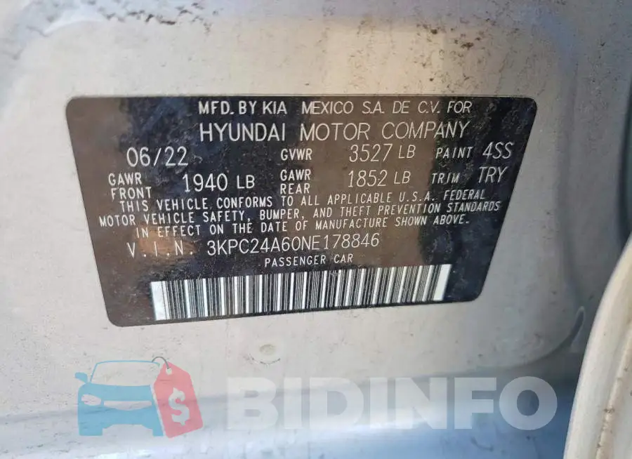 3KPC24A60NE178846 Photo# 13