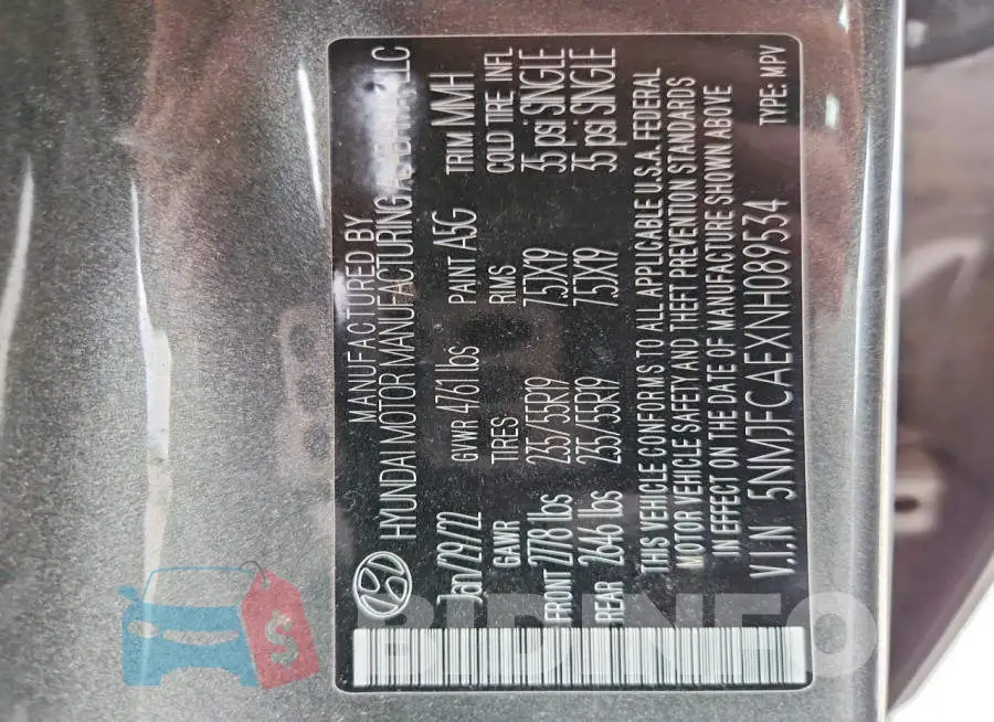 5NMJFCAEXNH089534 Photo# 13