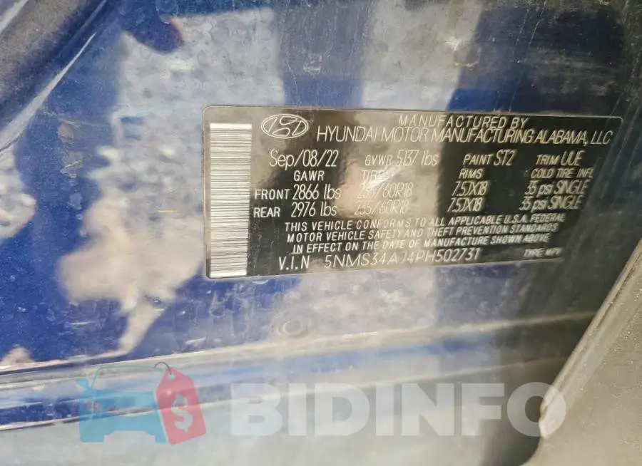 5NMS34AJ4PH502731 Photo# 12