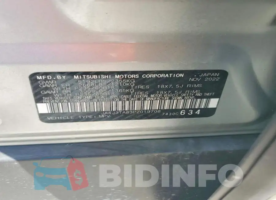 JA4J3TA83PZ019708 Photo# 13