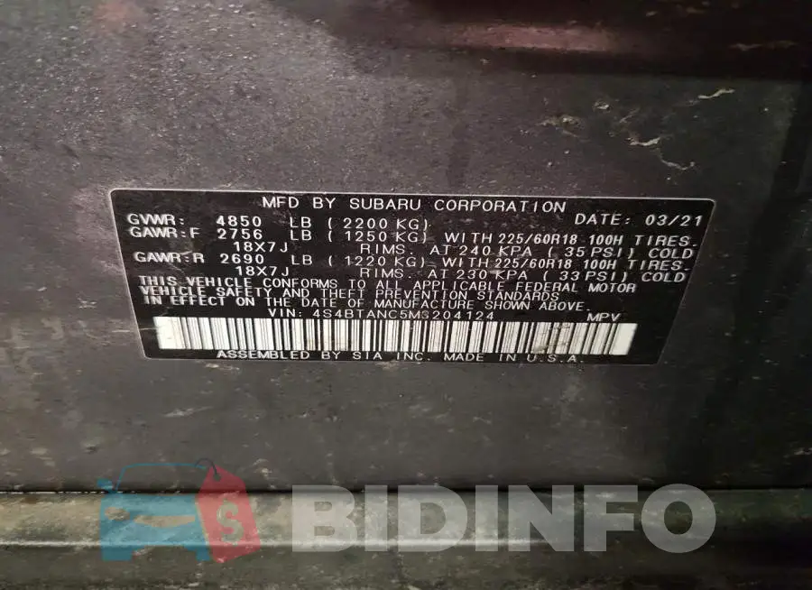 4S4BTANC5M3204124 Photo# 13