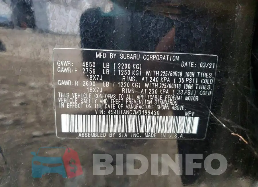 4S4BTANC7M3199430 Photo# 13