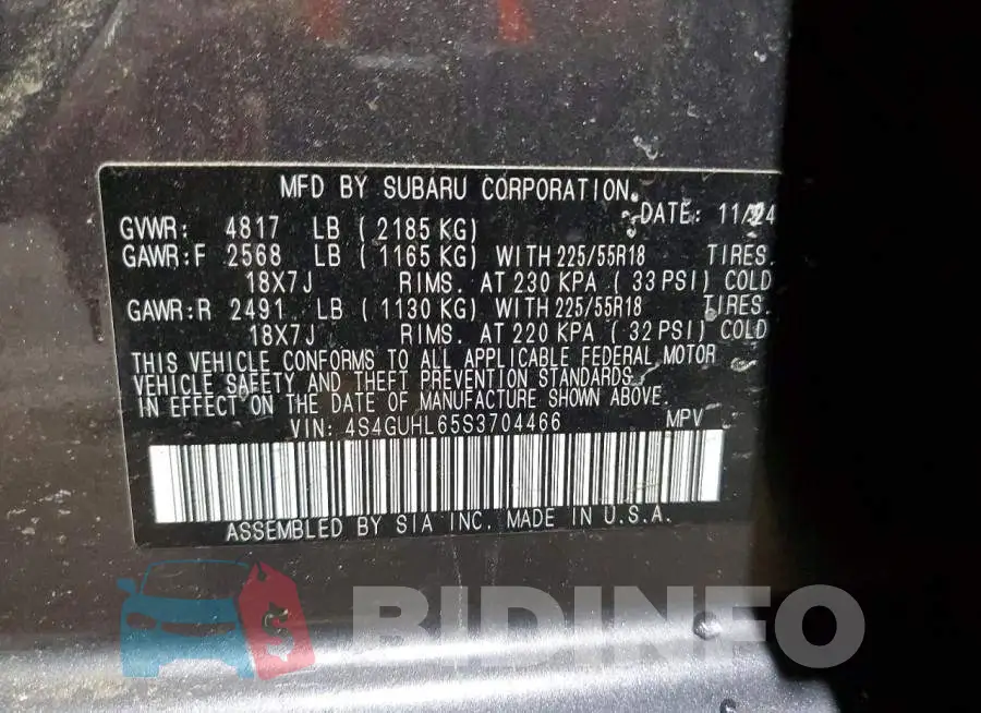 4S4GUHL65S3704466 Photo# 12