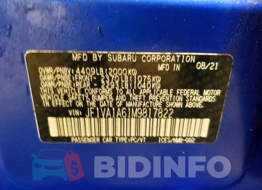 JF1VA1A61M9817822 Photo# 13