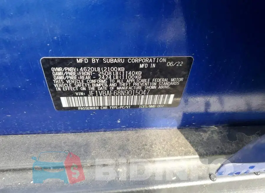JF1VBAF68N9015047 Photo# 12