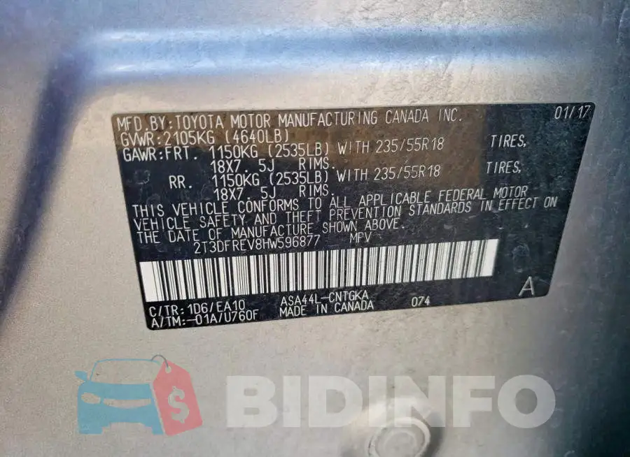2T3DFREV8HW596877 Photo# 13