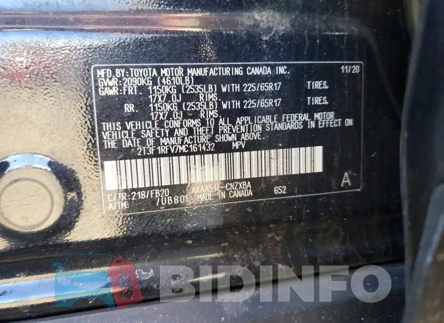 2T3F1RFV7MC161432 Photo# 13