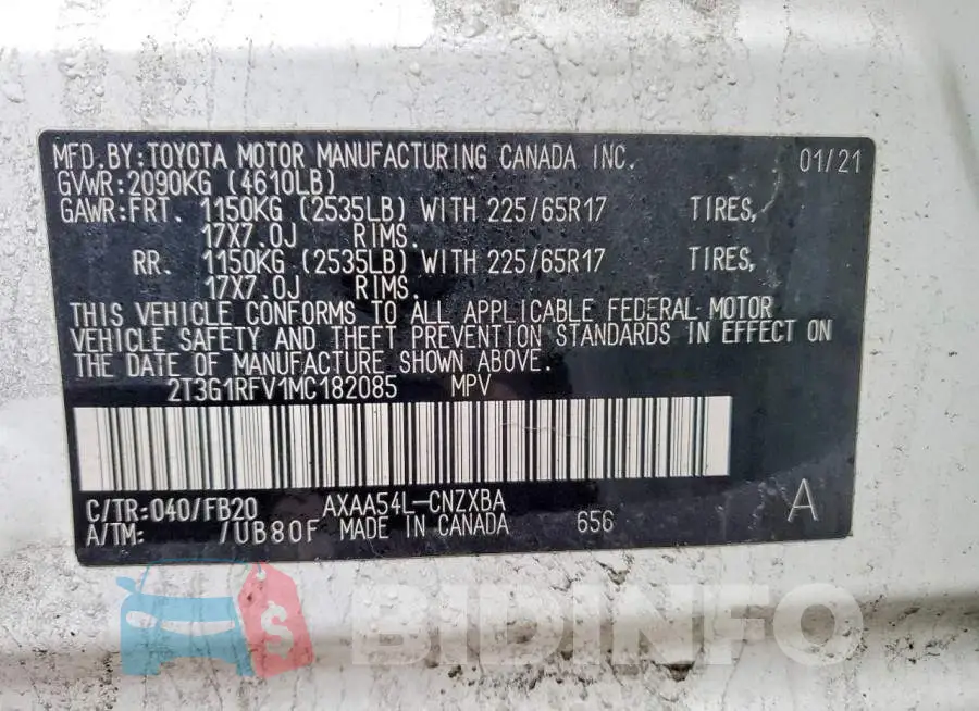 2T3G1RFV1MC182085 Photo# 13