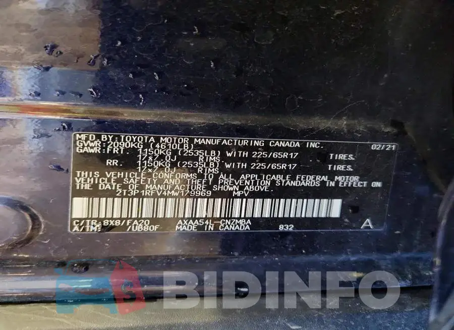 2T3P1RFV4MW179969 Photo# 12
