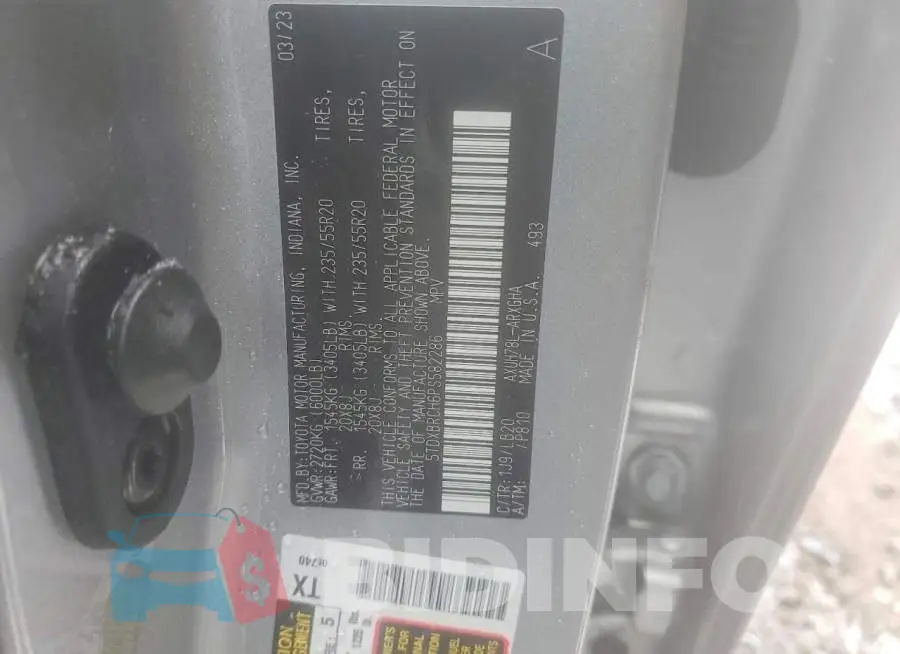 5TDXBRCH6PS582286 Photo# 14