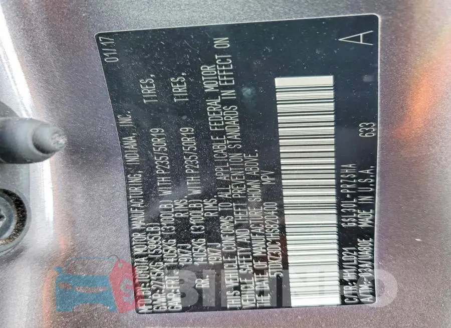 5TDXZ3DC1HS820400 Photo# 14