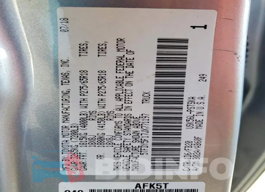 5TFDY5F17JX771197 Photo# 12