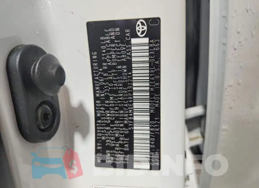5YFB4MDE4RP192214 Photo# 12