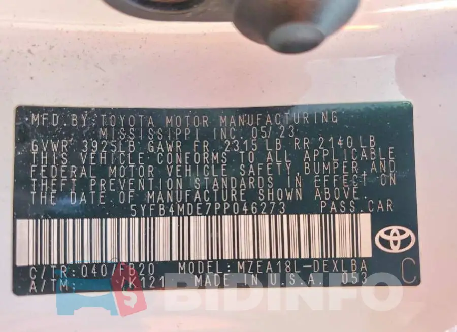 5YFB4MDE7PP046273 Photo# 13