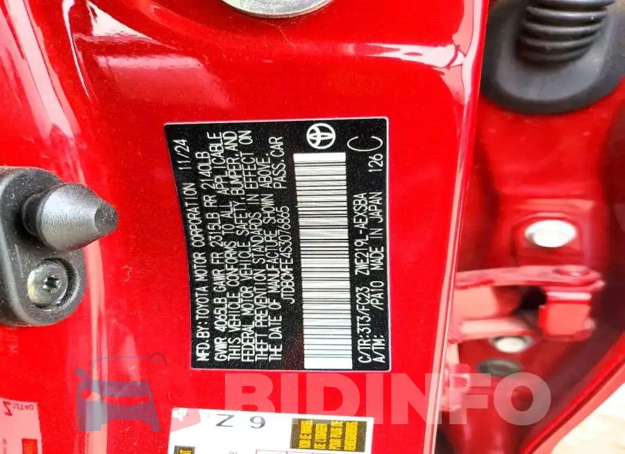 JTDBCMFE4S3076865 Photo# 13