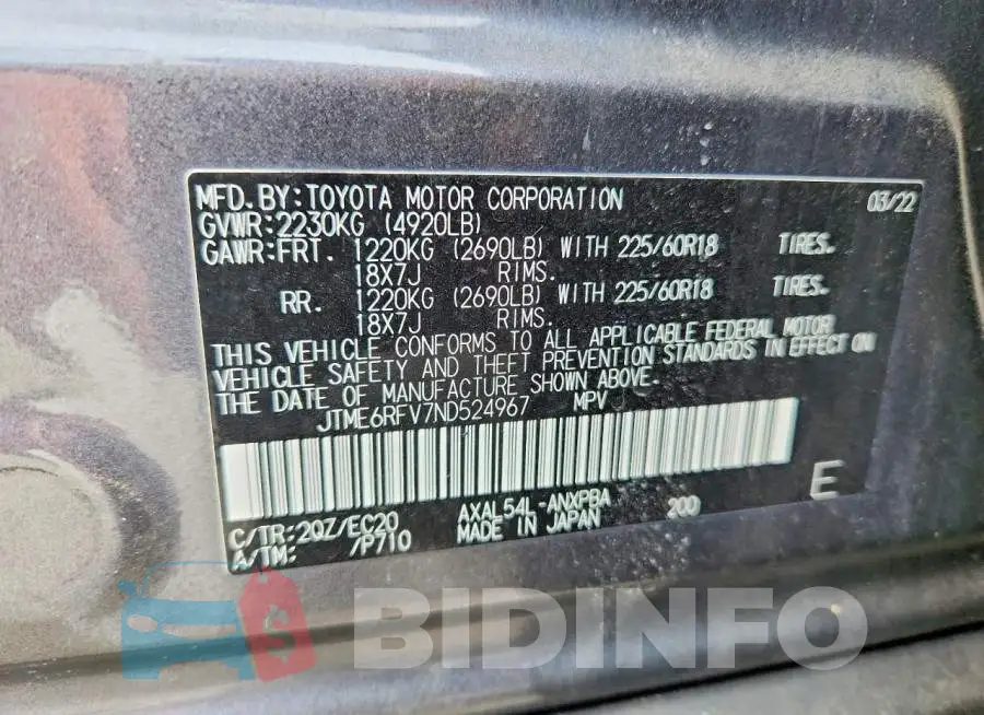 JTME6RFV7ND524967 Photo# 13