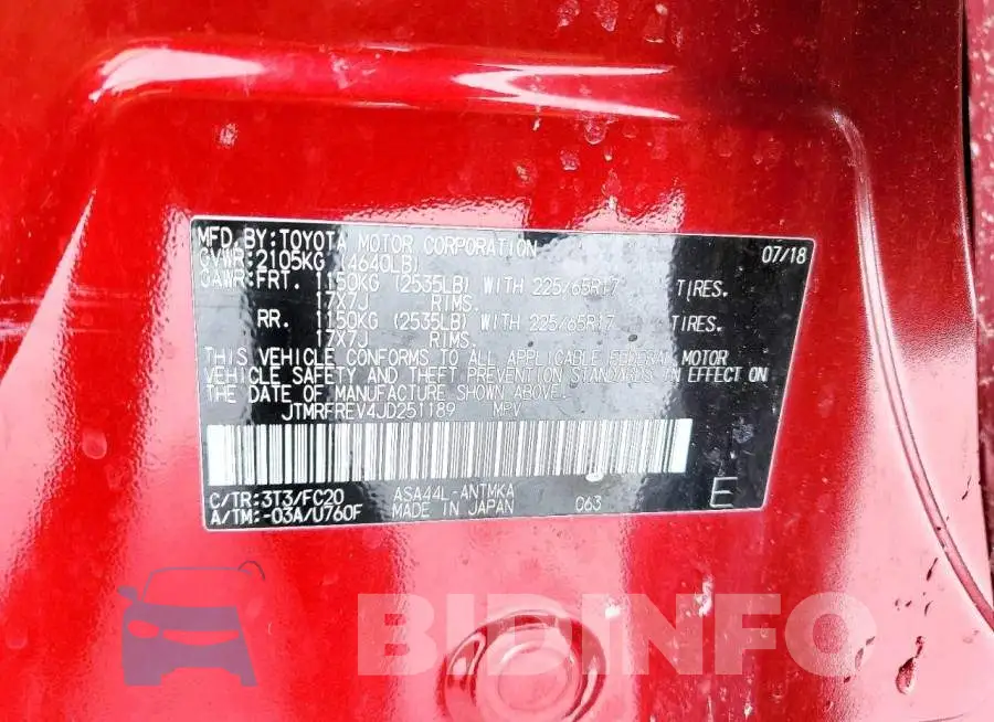 JTMRFREV4JD251189 Photo# 14