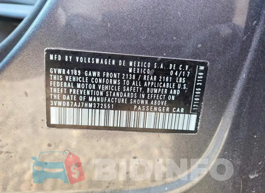 3VWDB7AJ7HM372551 Photo# 12