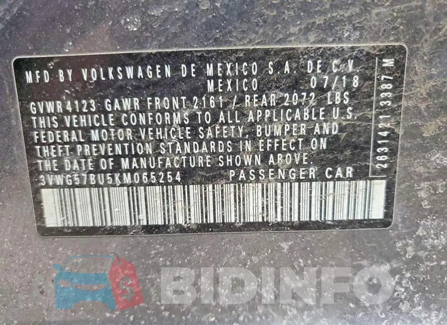 3VWG57BU5KM065254 Photo# 12