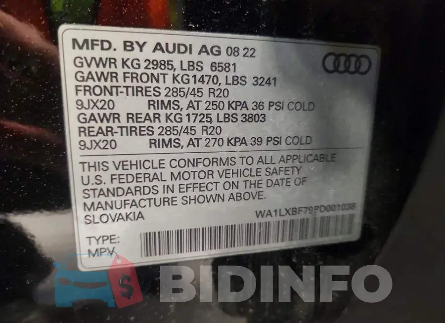 WA1LXBF79PD001038 Photo# 13