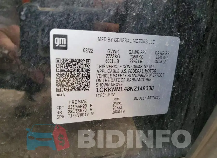 1GKKNML48NZ146038 Photo# 14