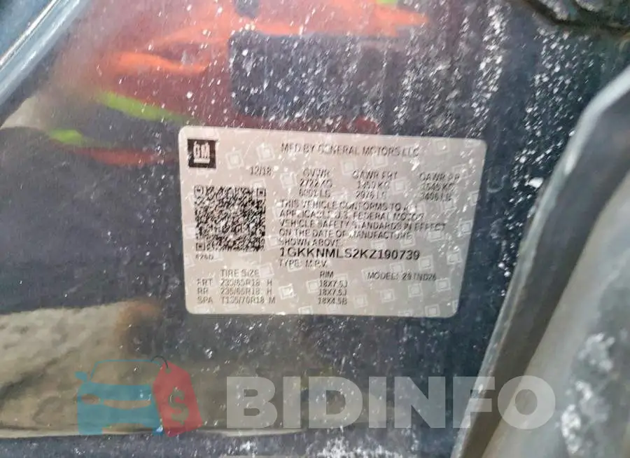 1GKKNMLS2KZ190739 Photo# 14