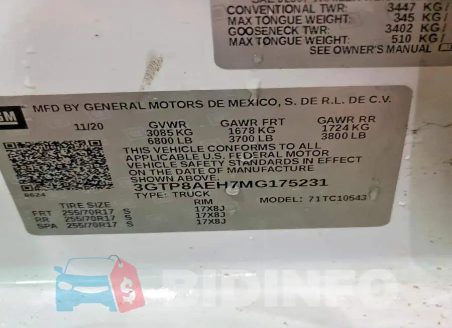 3GTP8AEH7MG175231 Photo# 13