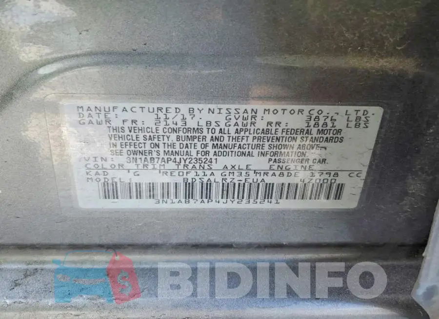 3N1AB7AP4JY235241 Photo# 12
