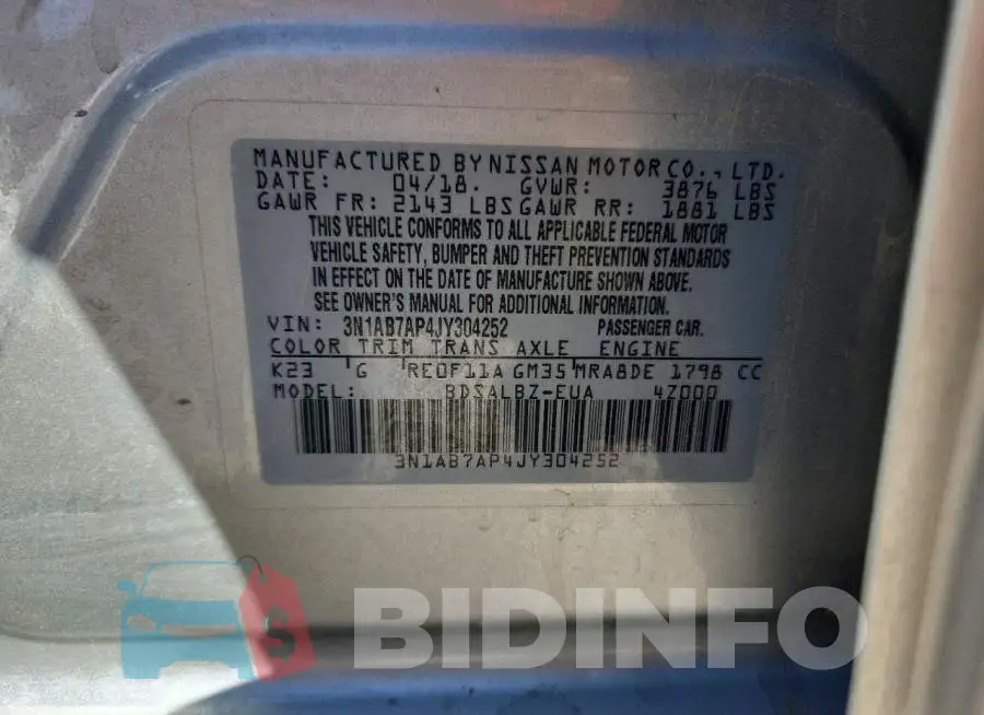 3N1AB7AP4JY304252 Photo# 12