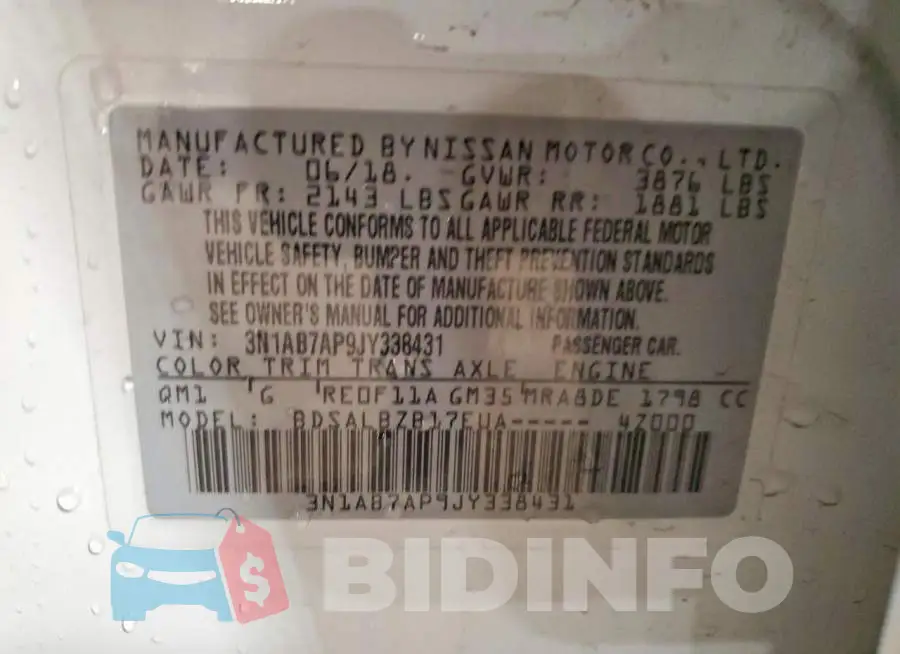 3N1AB7AP9JY338431 Photo# 13