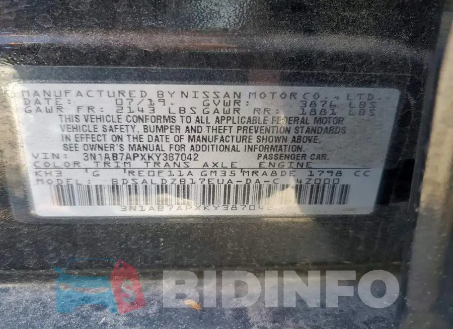 3N1AB7APXKY387042 Photo# 12