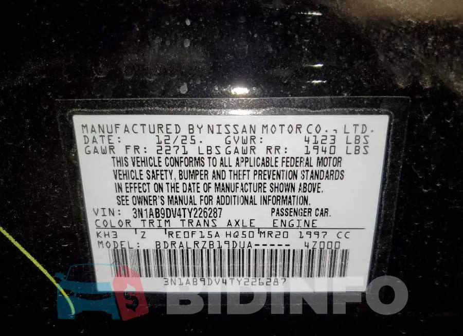 3N1AB9DV4TY226287 Photo# 12