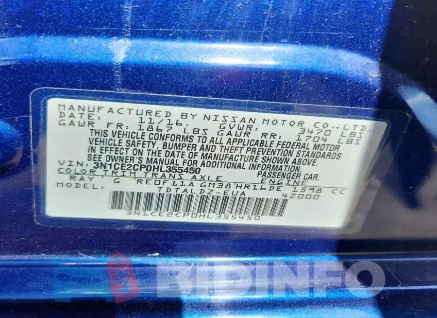 3N1CE2CP0HL355450 Photo# 13