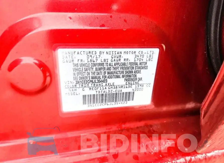 3N1CE2CP6JL354423 Photo# 13