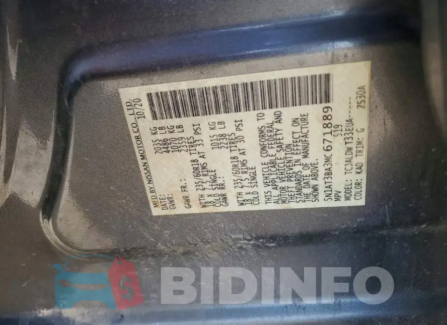 5N1AT3BA3MC671889 Photo# 13