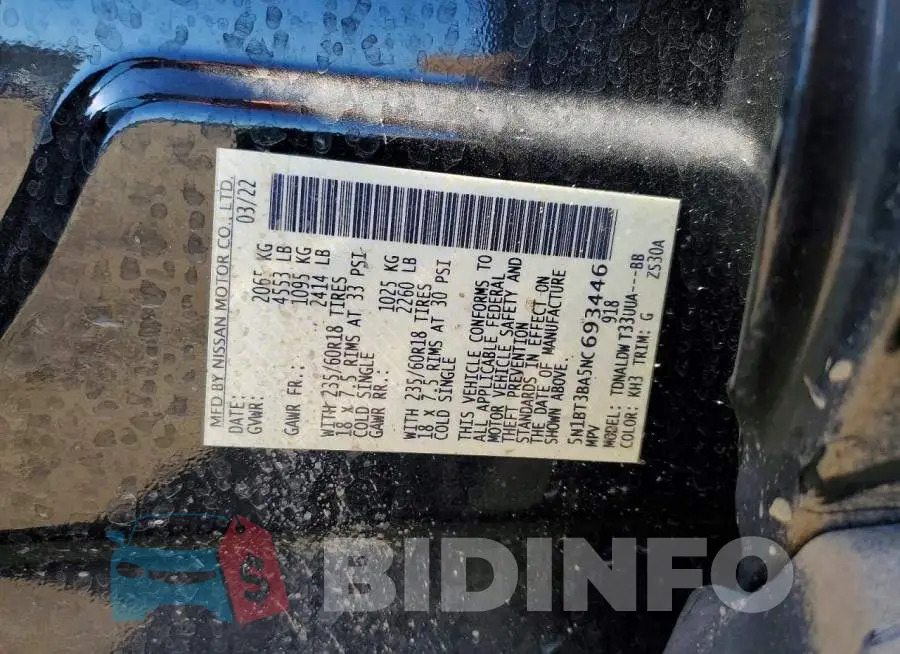 5N1BT3BA5NC693446 Photo# 12
