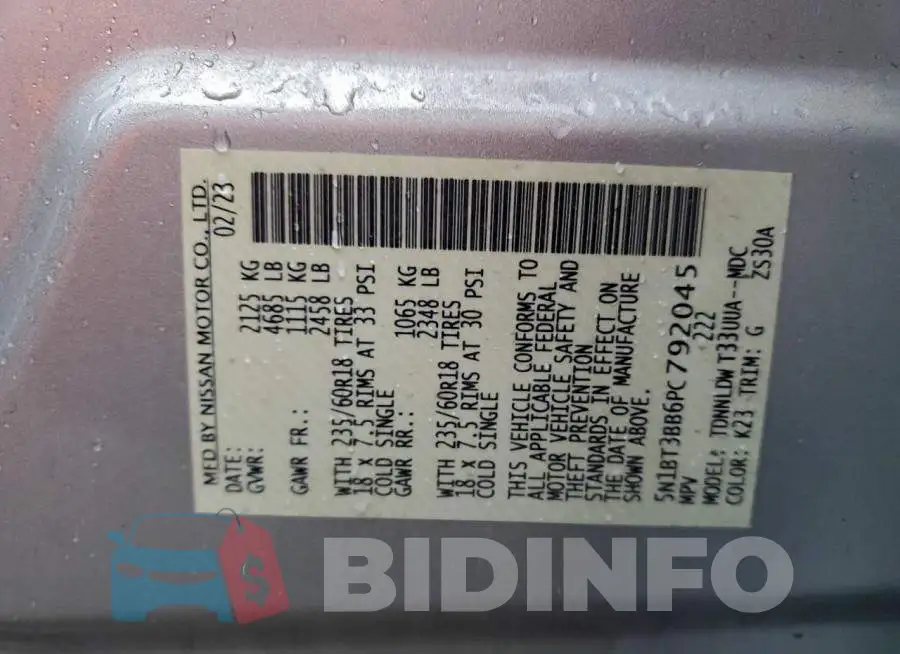 5N1BT3BB6PC792045 Photo# 13