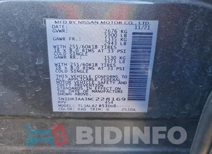 5N1DR3AA3NC228169 Photo# 13