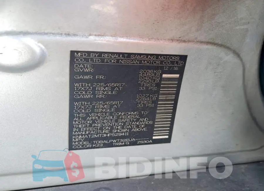 KNMAT2MT3HP529411 Photo# 13