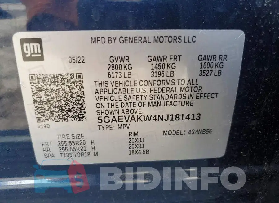 5GAEVAKW4NJ181413 Photo# 14