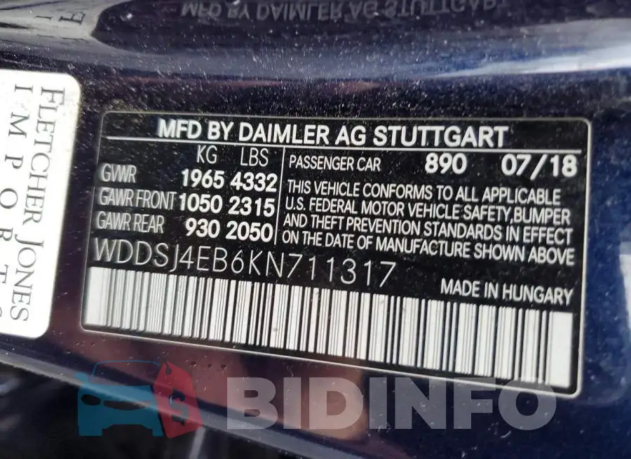 WDDSJ4EB6KN711317 Photo# 12