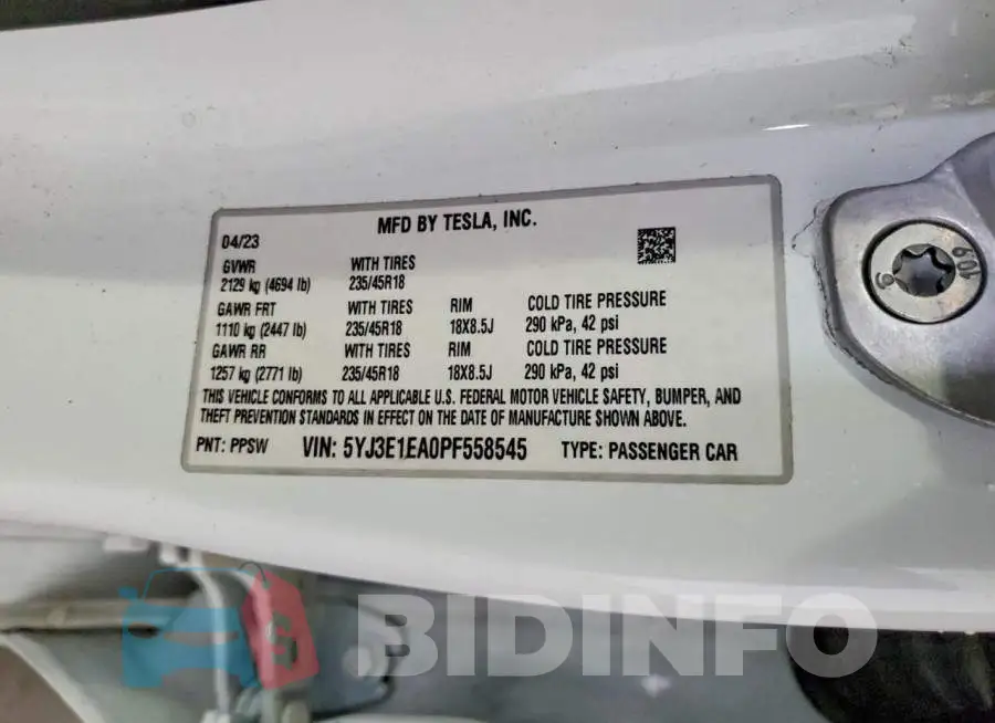 5YJ3E1EA0PF558545 Photo# 12