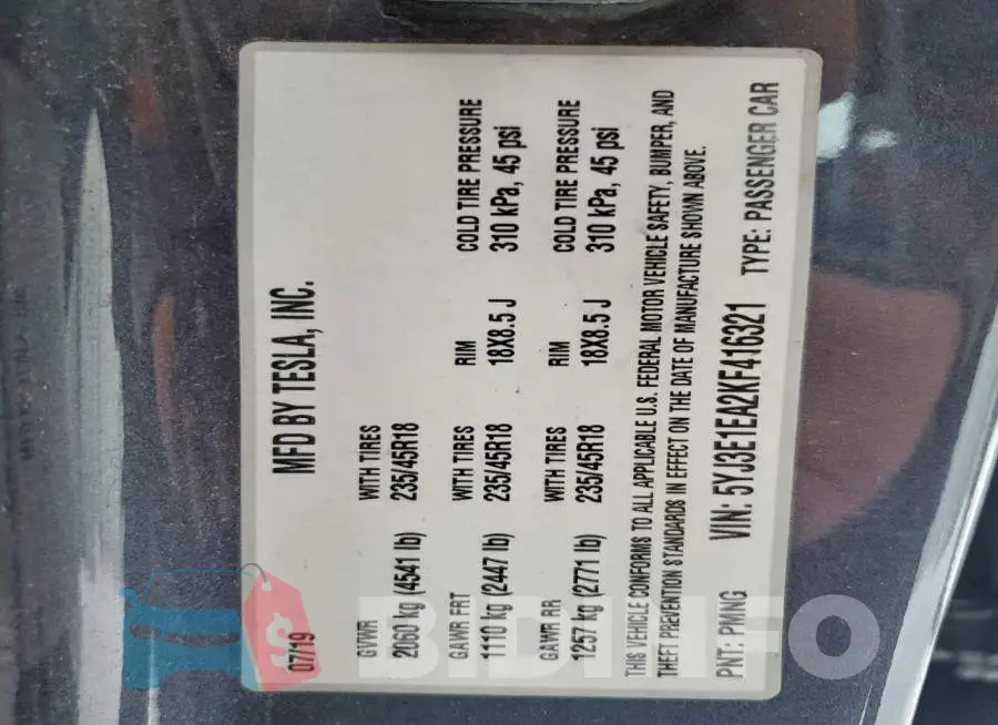5YJ3E1EA2KF416321 Photo# 12