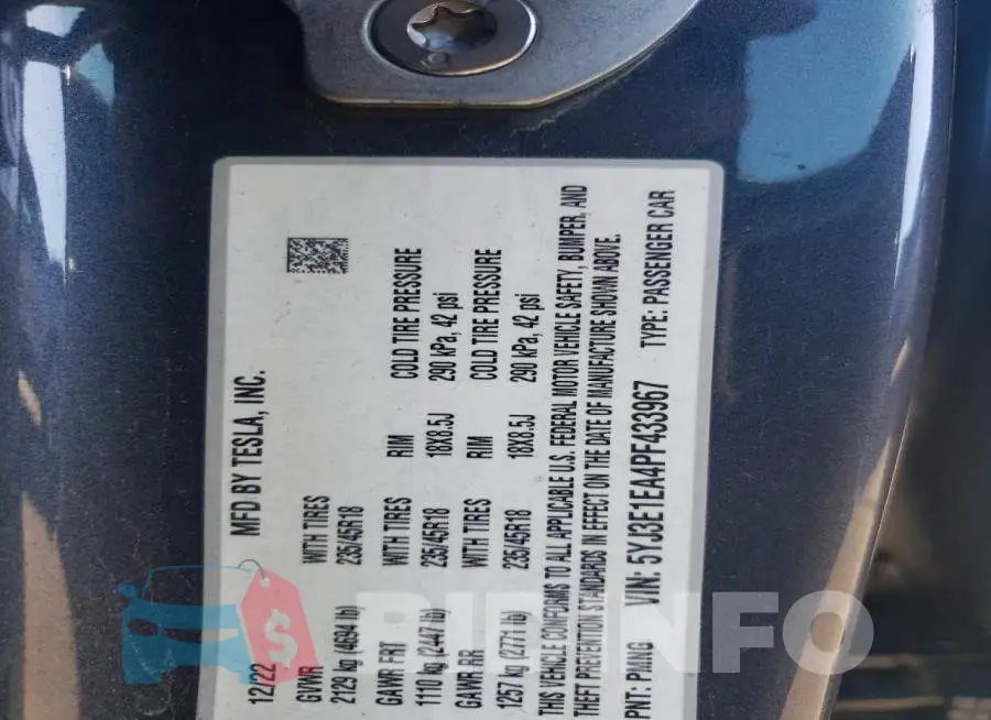 5YJ3E1EA4PF433967 Photo# 12