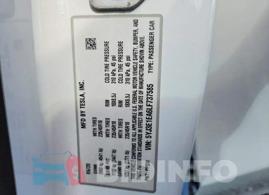 5YJ3E1EA6LF737585 Photo# 12