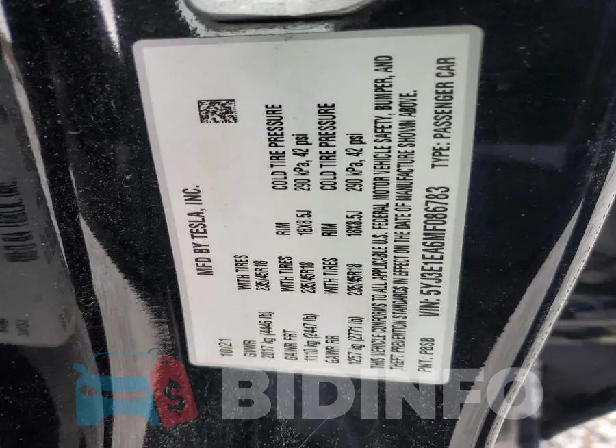 5YJ3E1EA6MF086783 Photo# 12