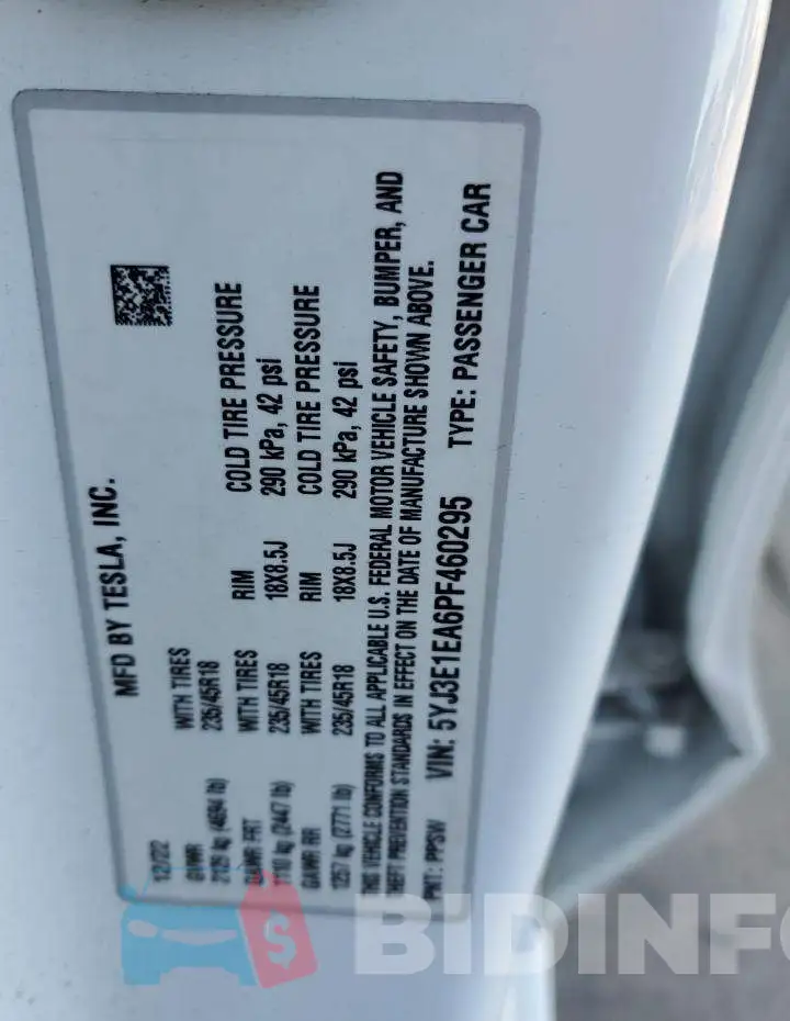 5YJ3E1EA6PF460295 Photo# 13