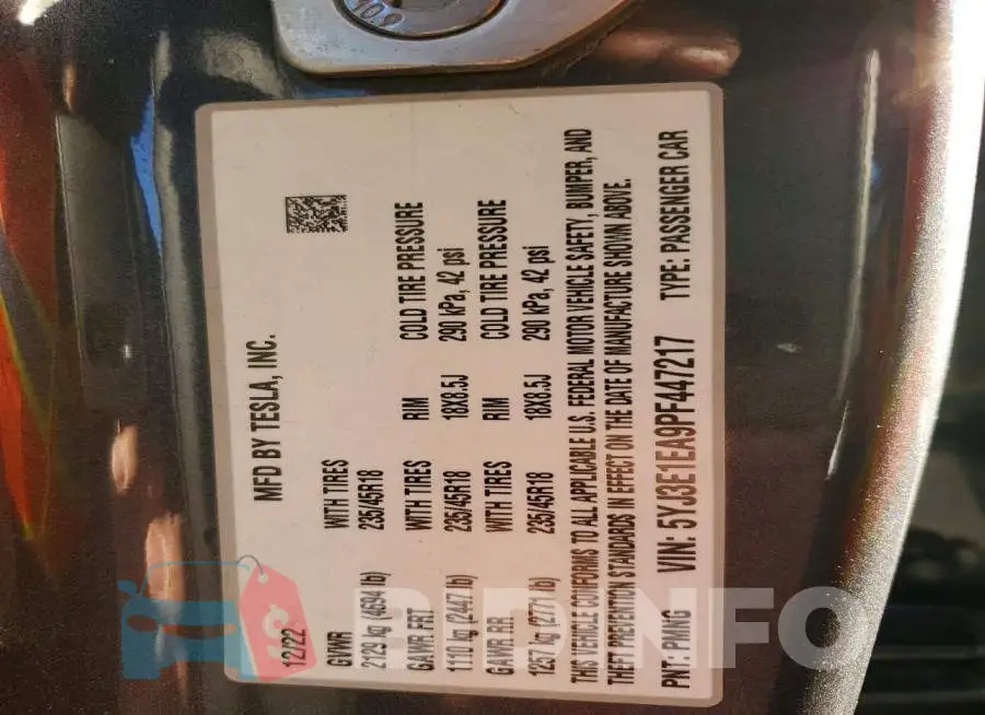 5YJ3E1EA9PF447217 Photo# 13