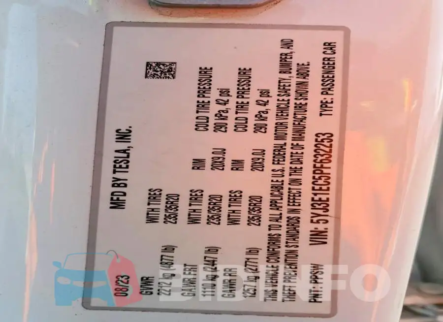 5YJ3E1EC5PF632253 Photo# 12